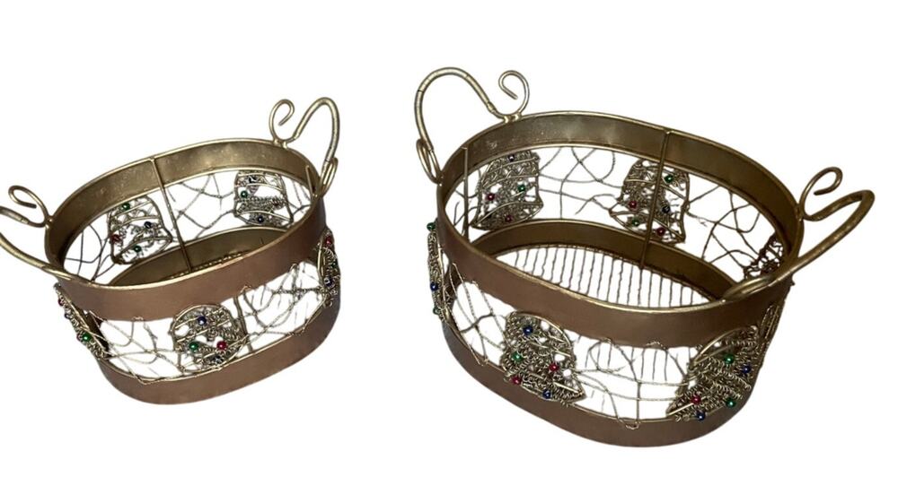Christmas Copper Nestling Baskets with Bells